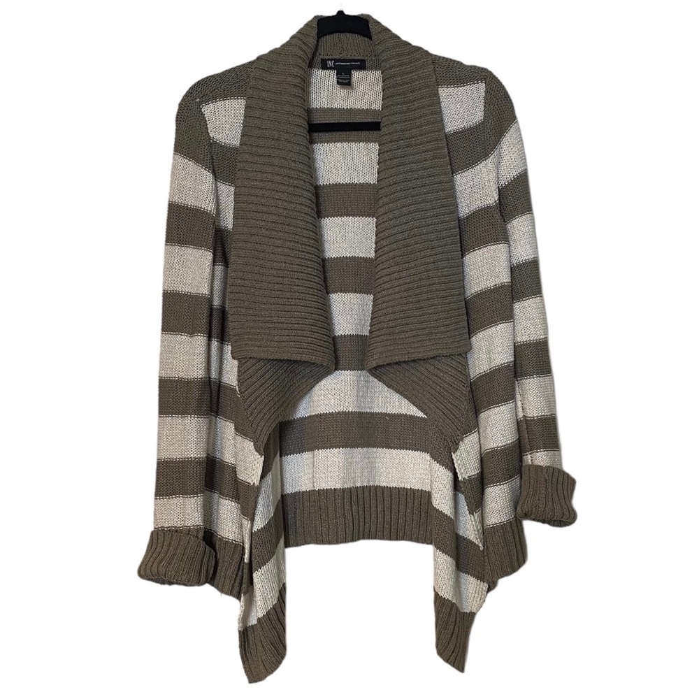 INC International Concepts Cardigan Nautical Breton Stripes Metallic Thread Sz L